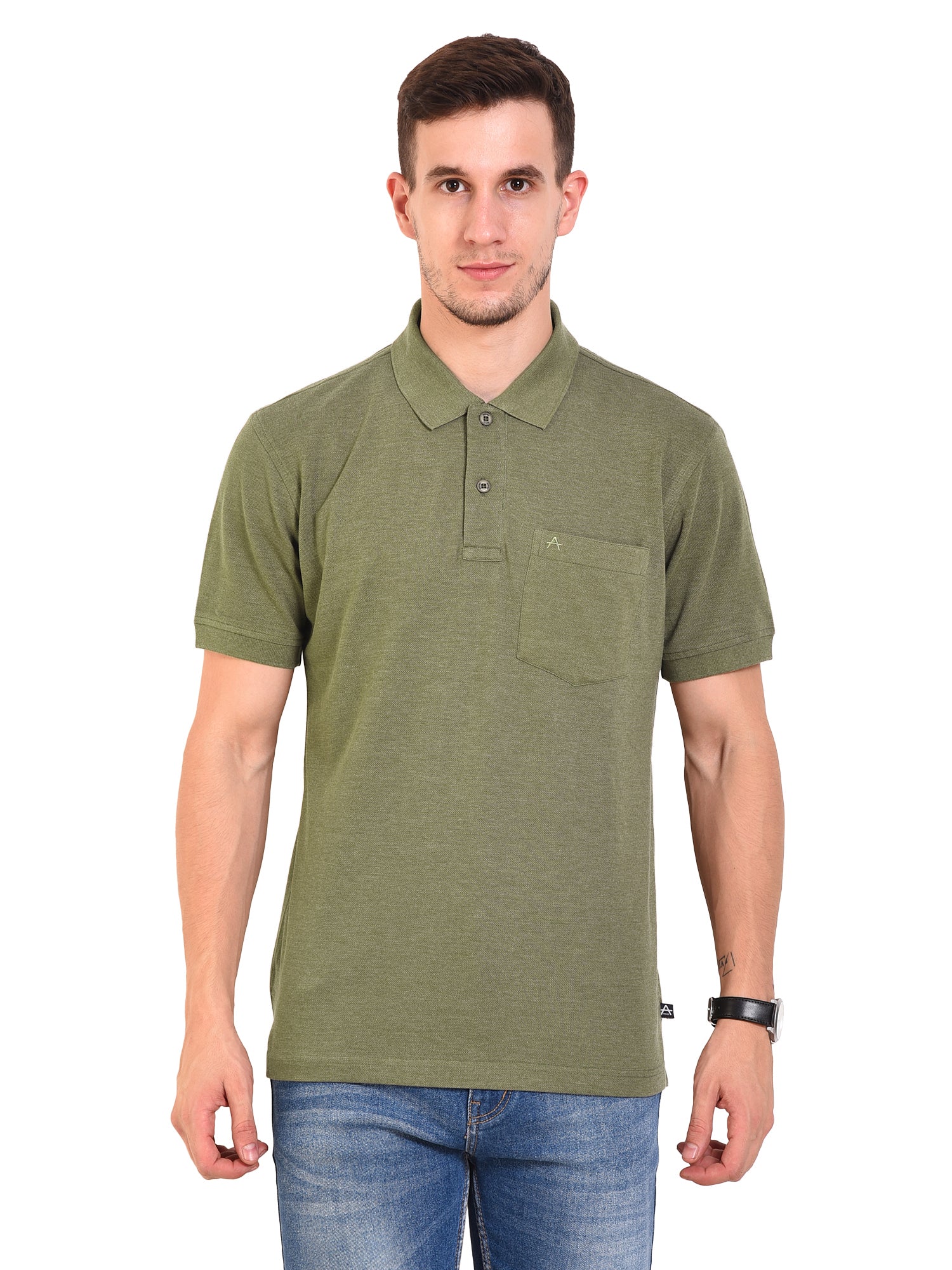 Casual Solid Matty Polo TShirt Chest Pocket - 1004 HS