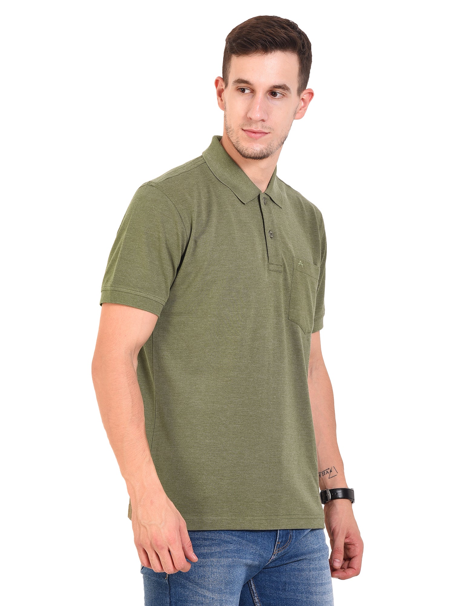 Casual Solid Matty Polo TShirt Chest Pocket - 1004 HS