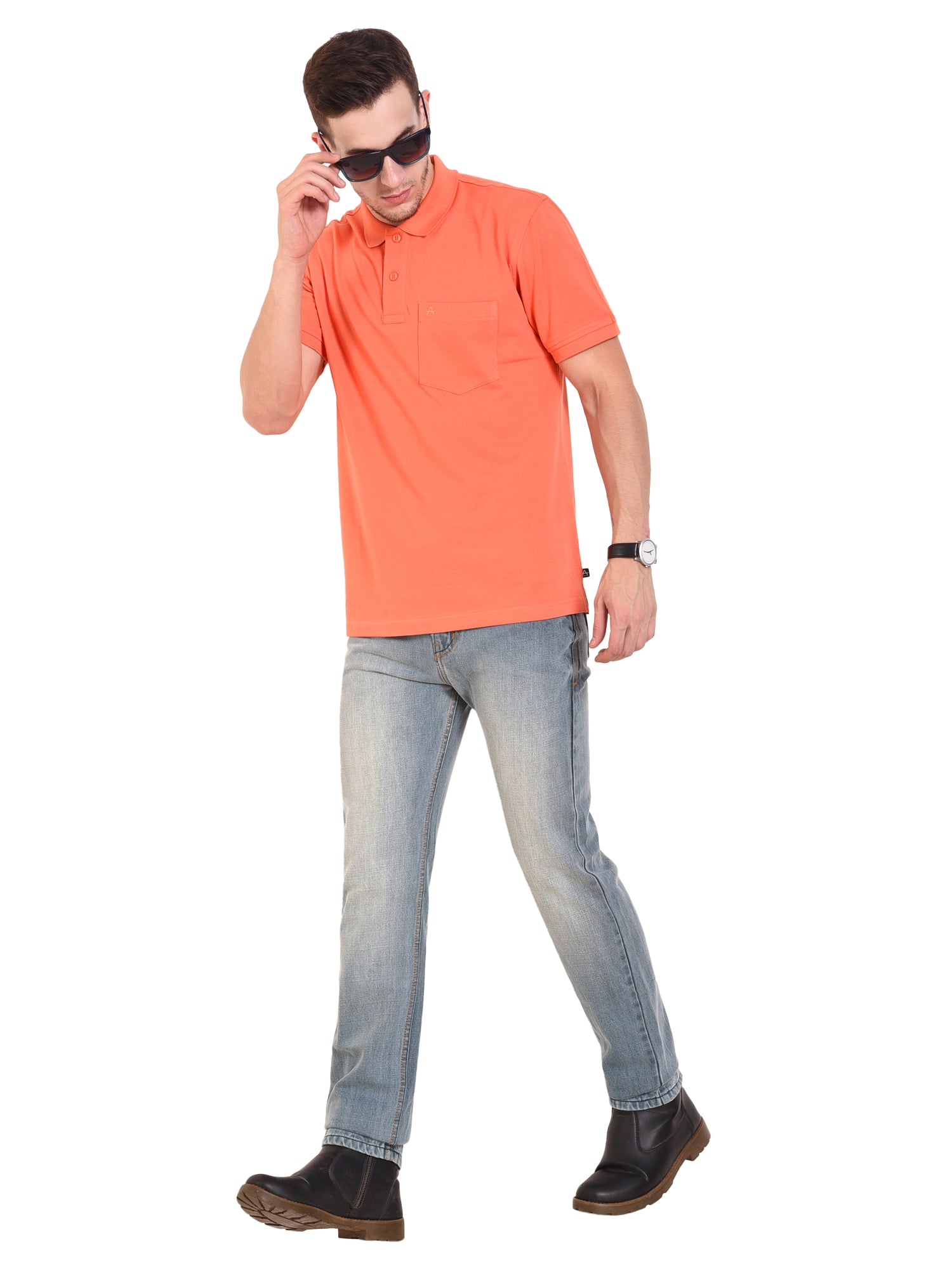 Casual Solid Matty Polo TShirt Chest Pocket - 1004 HS