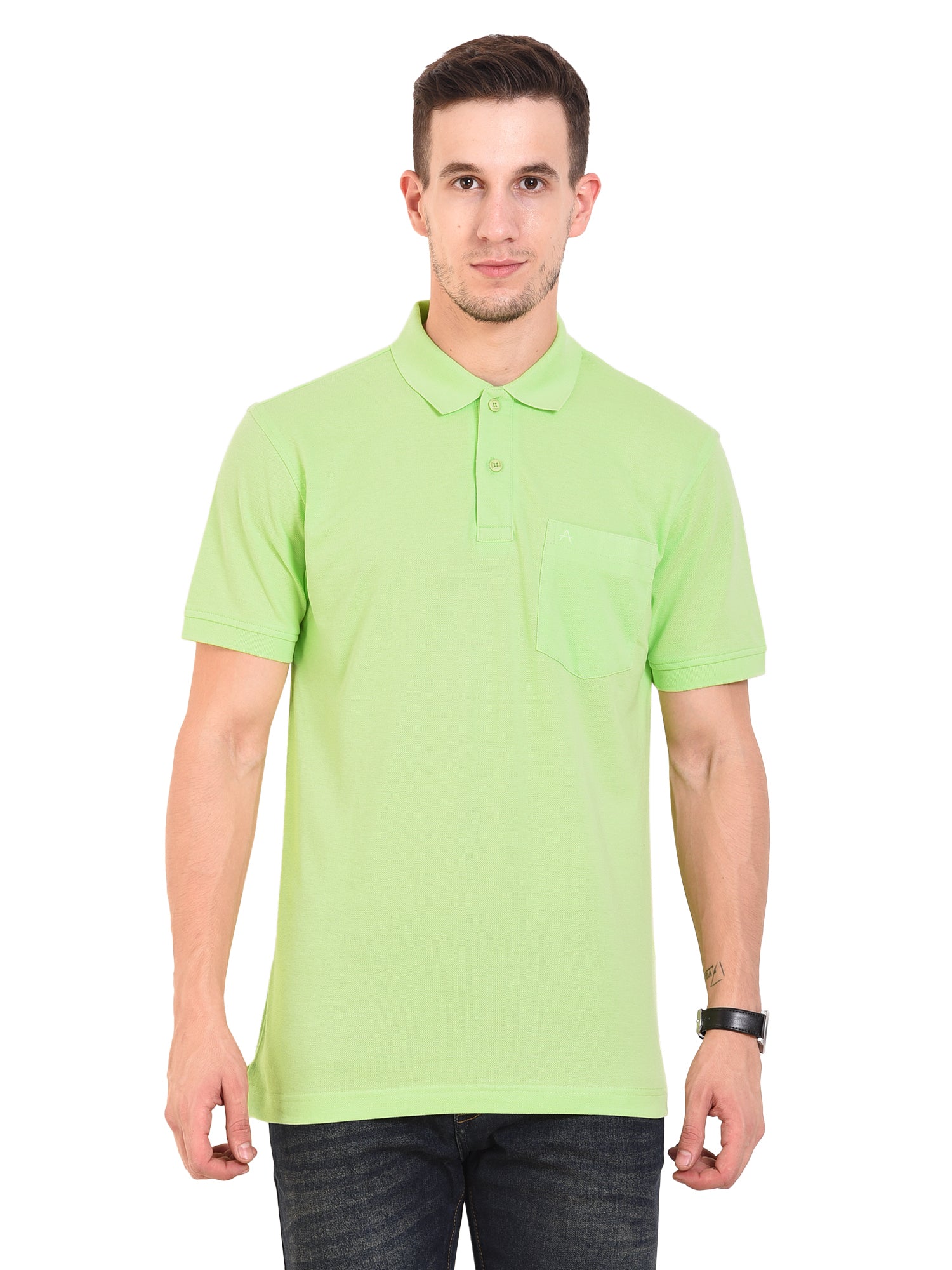 Casual Solid Matty Polo TShirt Chest Pocket - 1004 HS