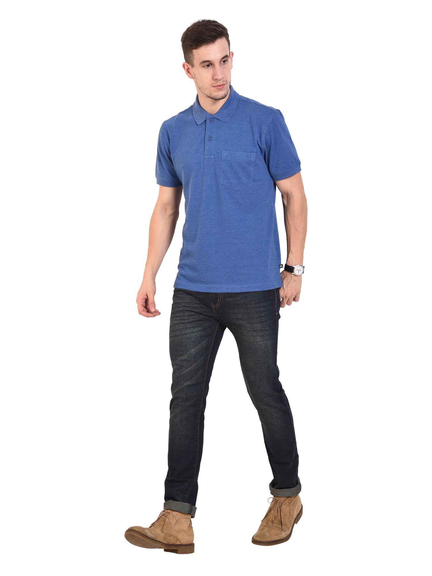 Casual Solid Matty Polo TShirt Chest Pocket - 1004 HS