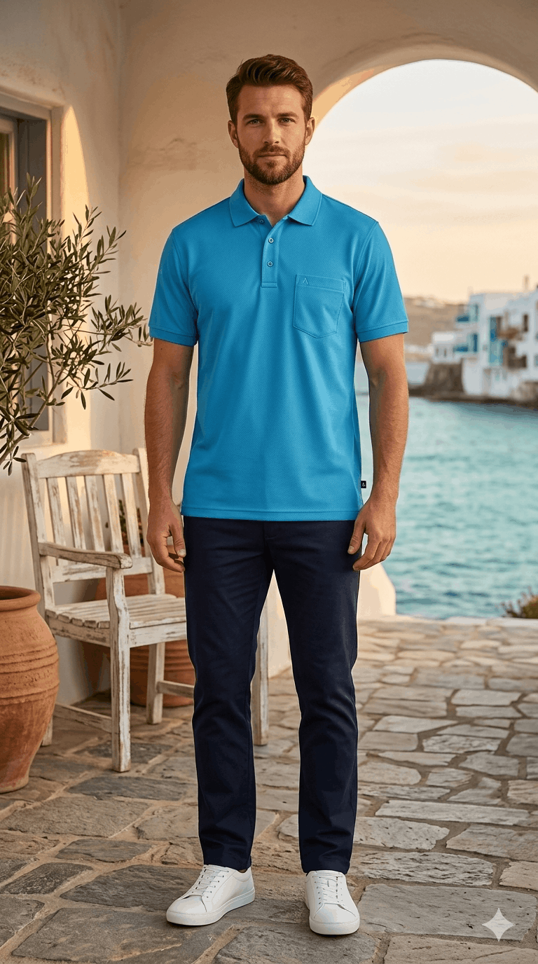 Casual Solid Matty Polo TShirt Chest Pocket - 1004 HS